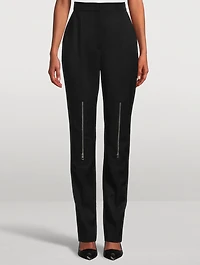 Zipper-Trimmed Wool Cigarette Trousers