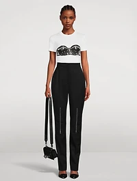 Zipper-Trimmed Wool Cigarette Trousers