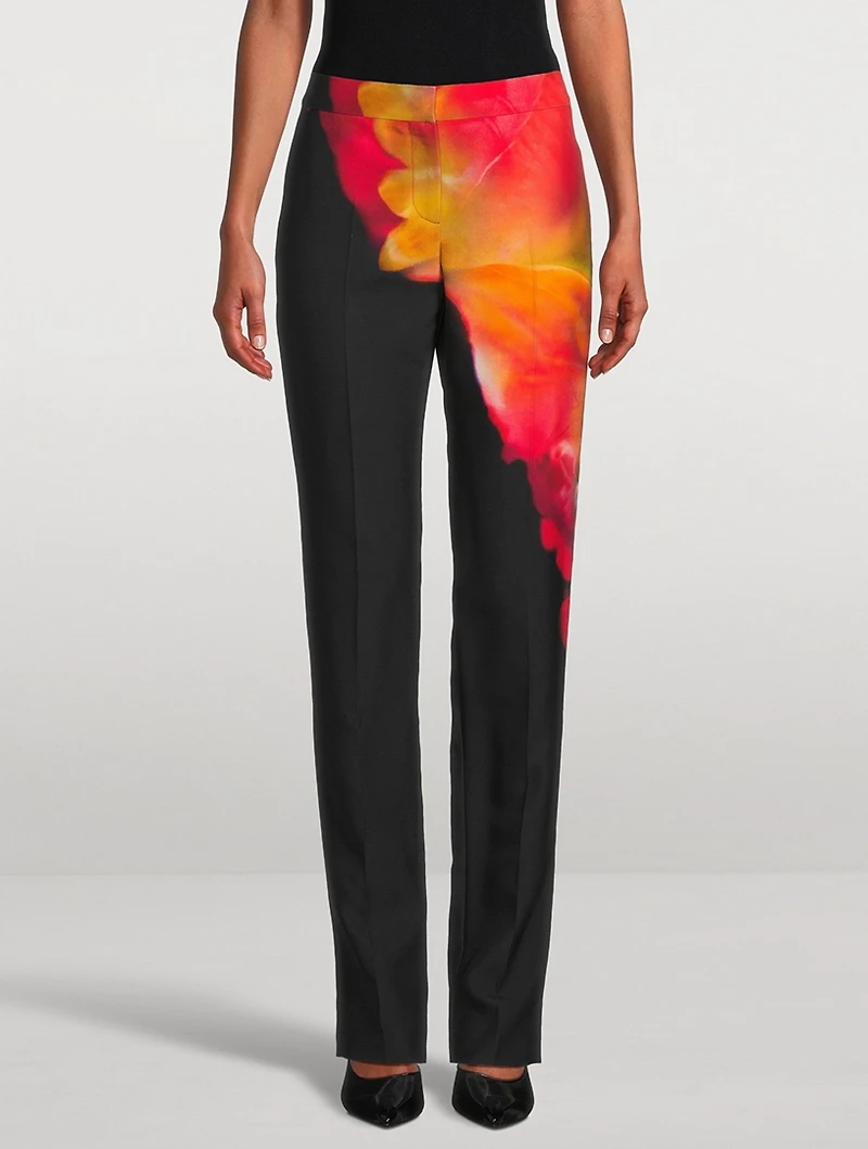 Low-Rise Cigarette Trousers Solarised Petal Print