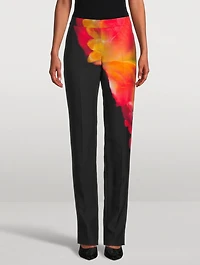 Low-Rise Cigarette Trousers Solarised Petal Print