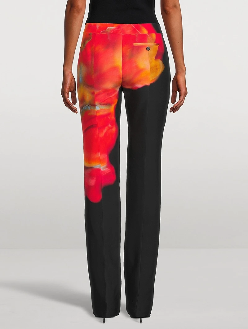 Low-Rise Cigarette Trousers Solarised Petal Print