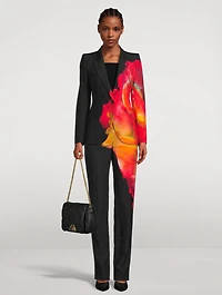 Low-Rise Cigarette Trousers Solarised Petal Print