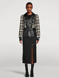 Hybrid Leather And Tweed Biker Jacket