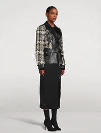 Hybrid Leather And Tweed Biker Jacket