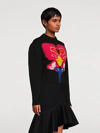 Solarised Orchid Wool Cocoon-Sleeve Sweater
