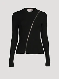 Slashed Knit Long-Sleeve Top