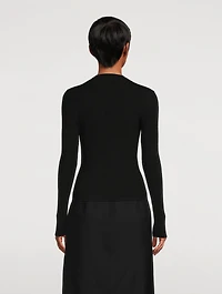 Slashed Knit Long-Sleeve Top