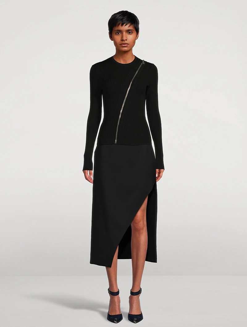 Slashed Knit Long-Sleeve Top