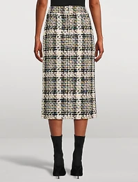 Slashed Tweed Pencil Skirt