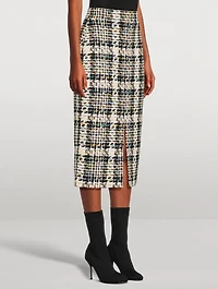 Slashed Tweed Pencil Skirt