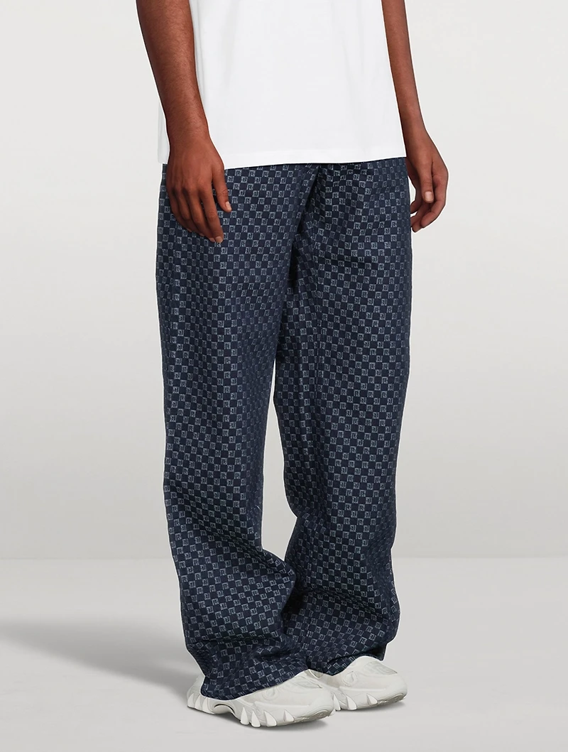 Mini Monogram Jacquard Wide-Leg Jeans