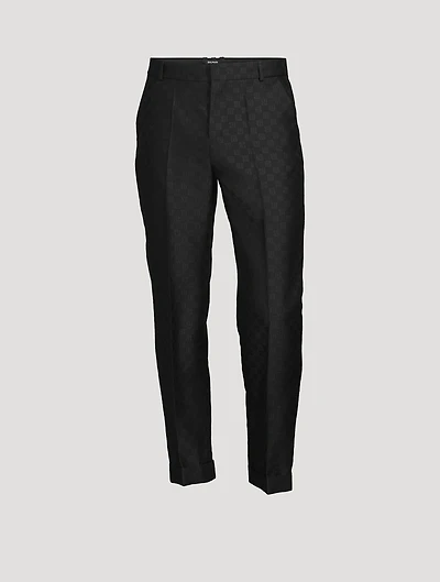 Mini Monogram Jacquard Wool Straight-Leg Pants