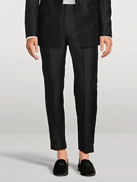 Mini Monogram Jacquard Wool Straight-Leg Pants
