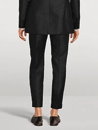Mini Monogram Jacquard Wool Straight-Leg Pants