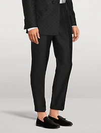 Mini Monogram Jacquard Wool Straight-Leg Pants