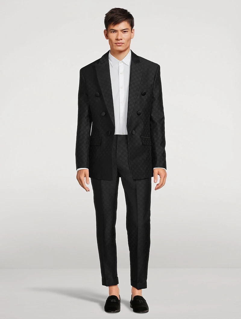 Mini Monogram Jacquard Wool Straight-Leg Pants