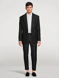 Mini Monogram Jacquard Wool Straight-Leg Pants