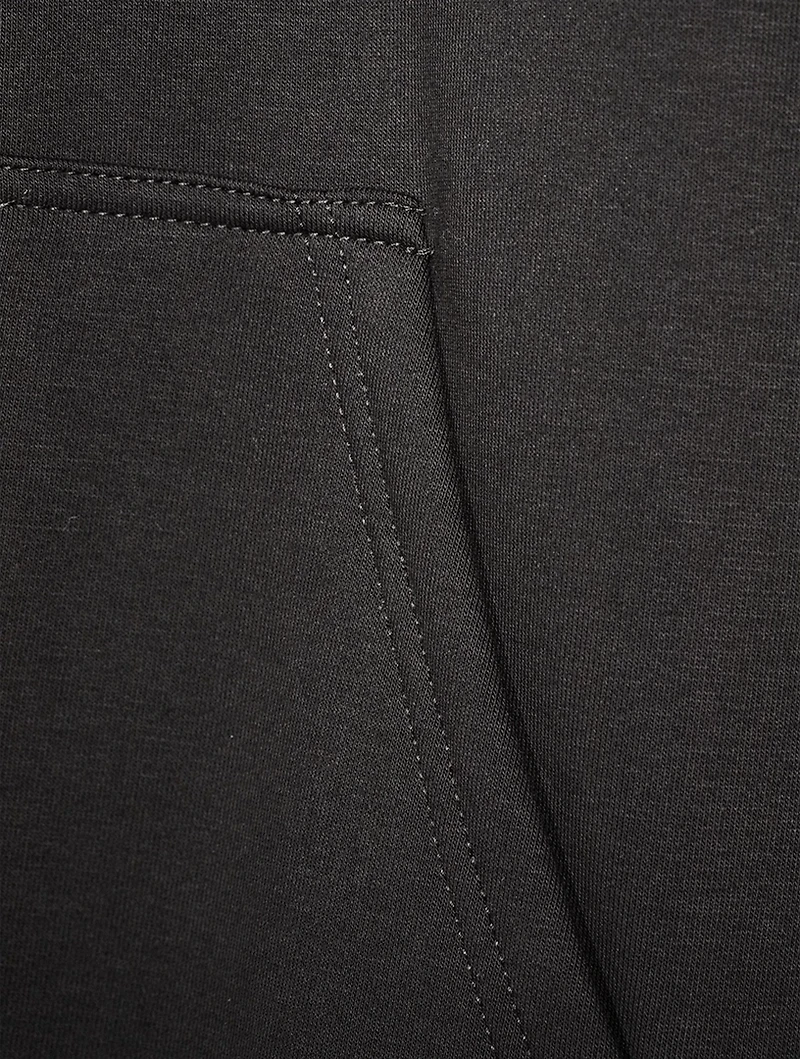 Zip Hoodie With Leather Sleeve