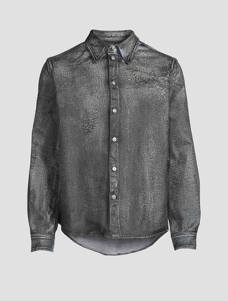 Coated Denim Two-Tone Shirt