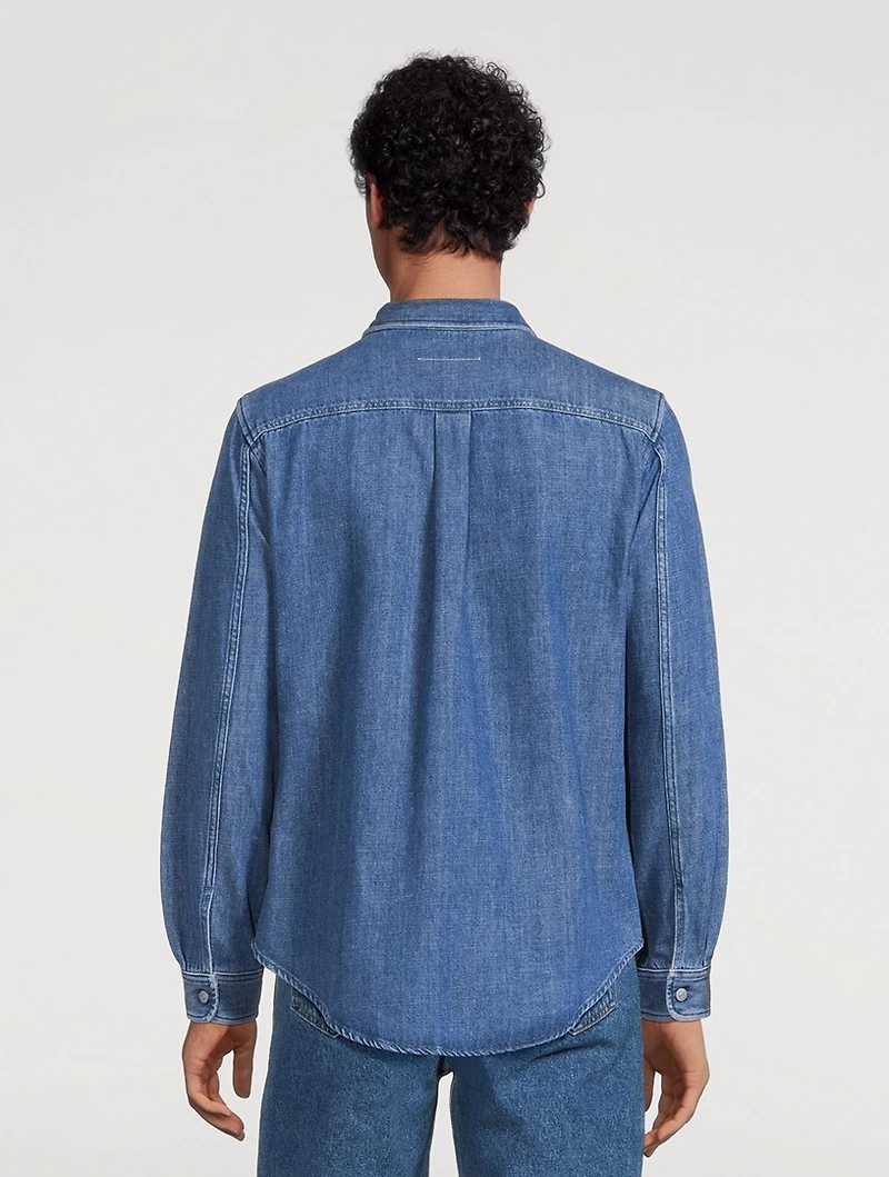 Coated Denim Two-Tone Shirt