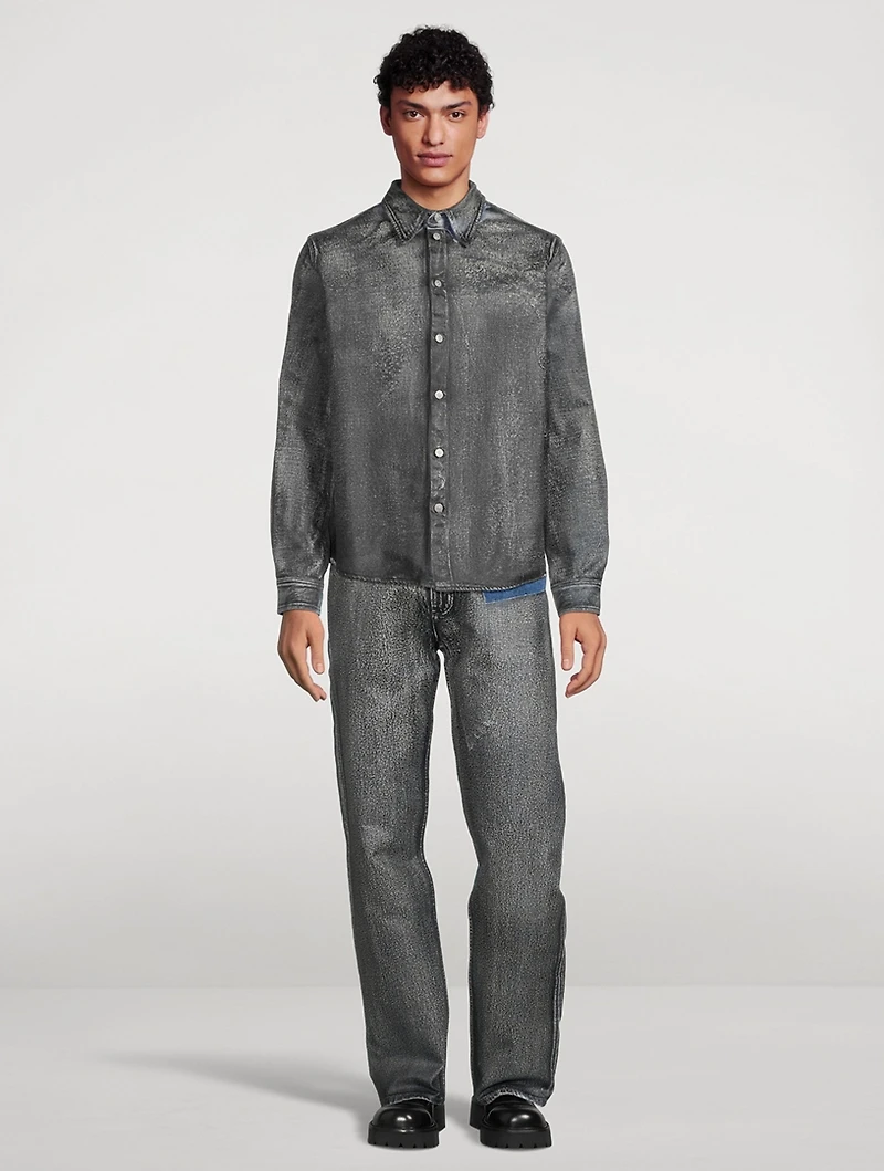 Coated Denim Two-Tone Shirt