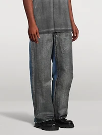 Coated Denim Two-Tone Jeans