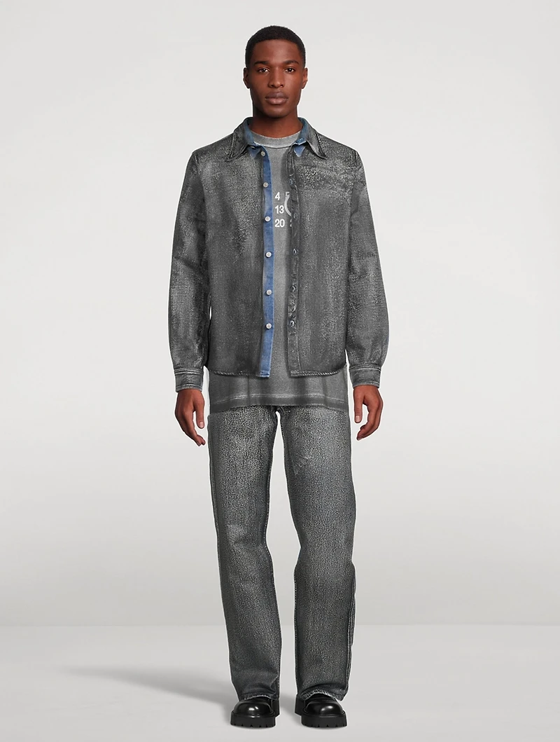 Coated Denim Two-Tone Jeans