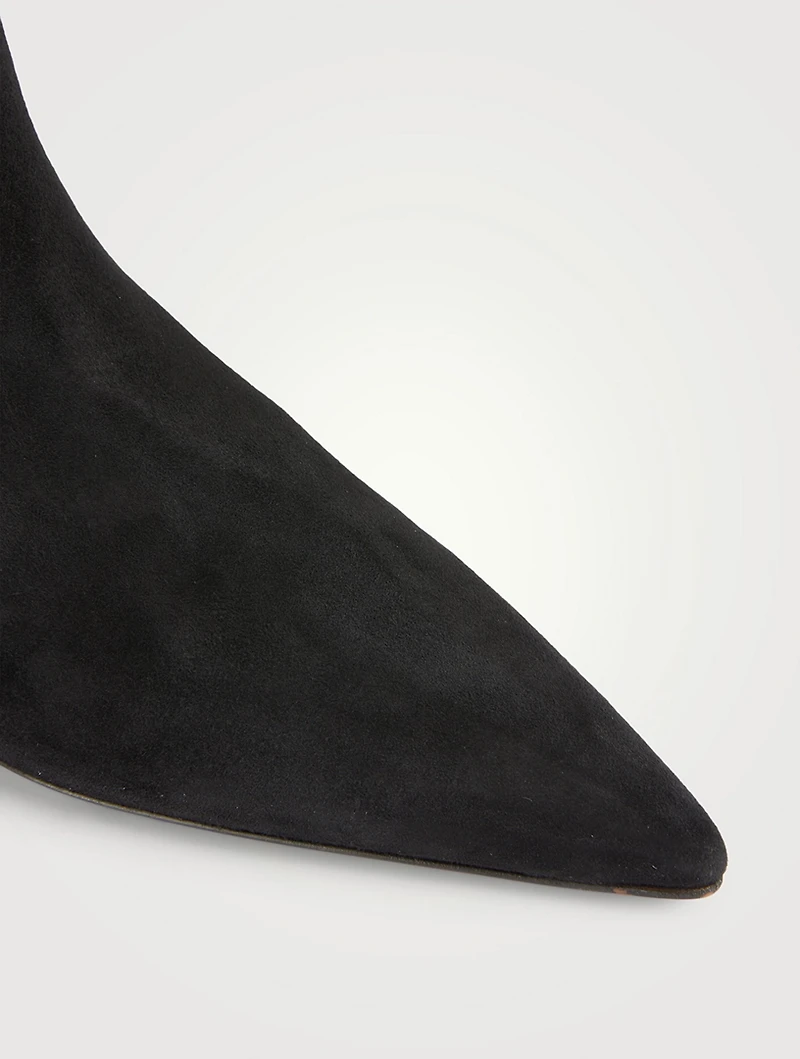 V-Back Suede Knee-High Boots