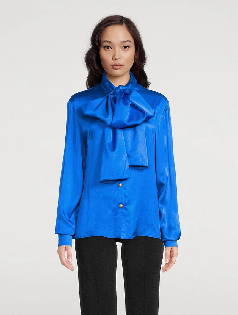 Pussy-Bow Satin Shirt