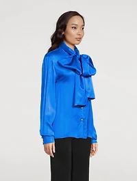 Pussy-Bow Satin Shirt