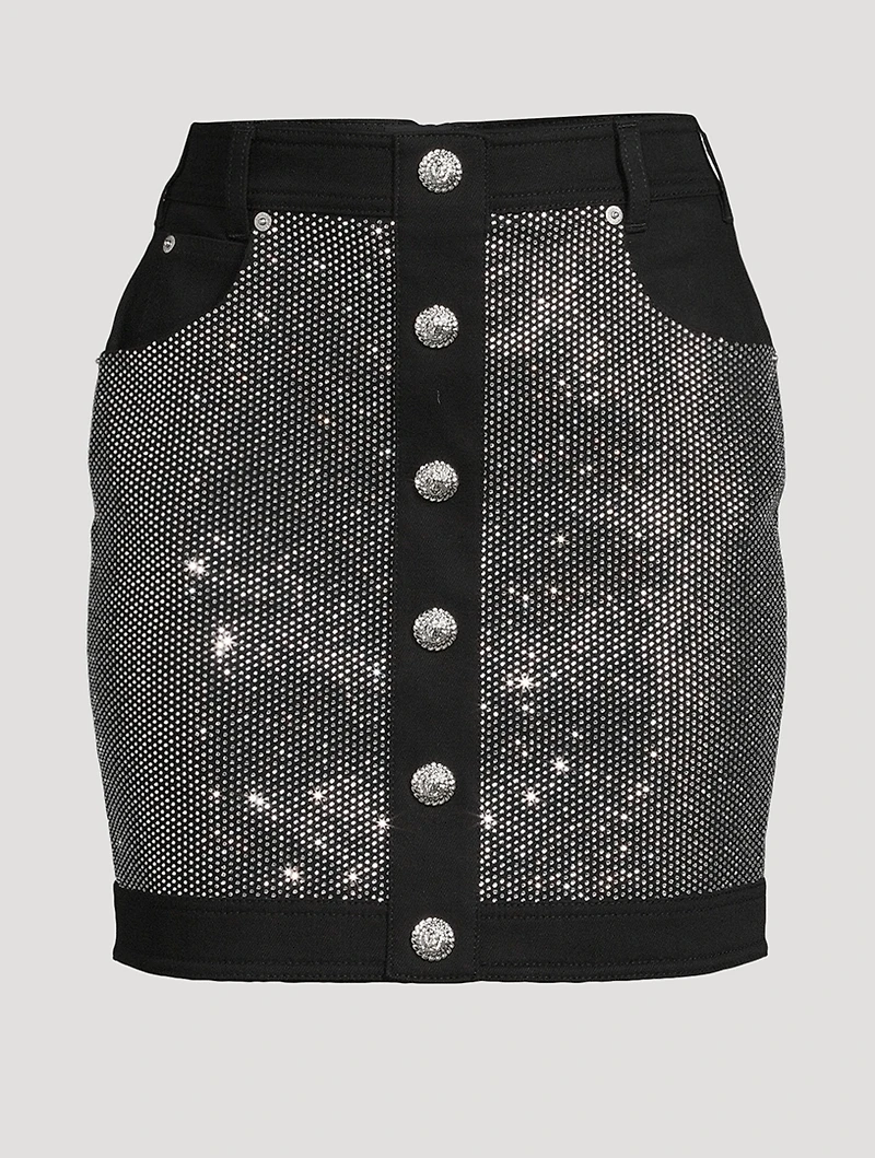 Embellished Denim Mini Skirt