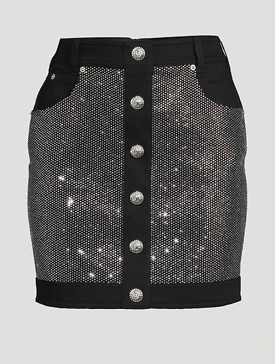 Embellished Denim Mini Skirt