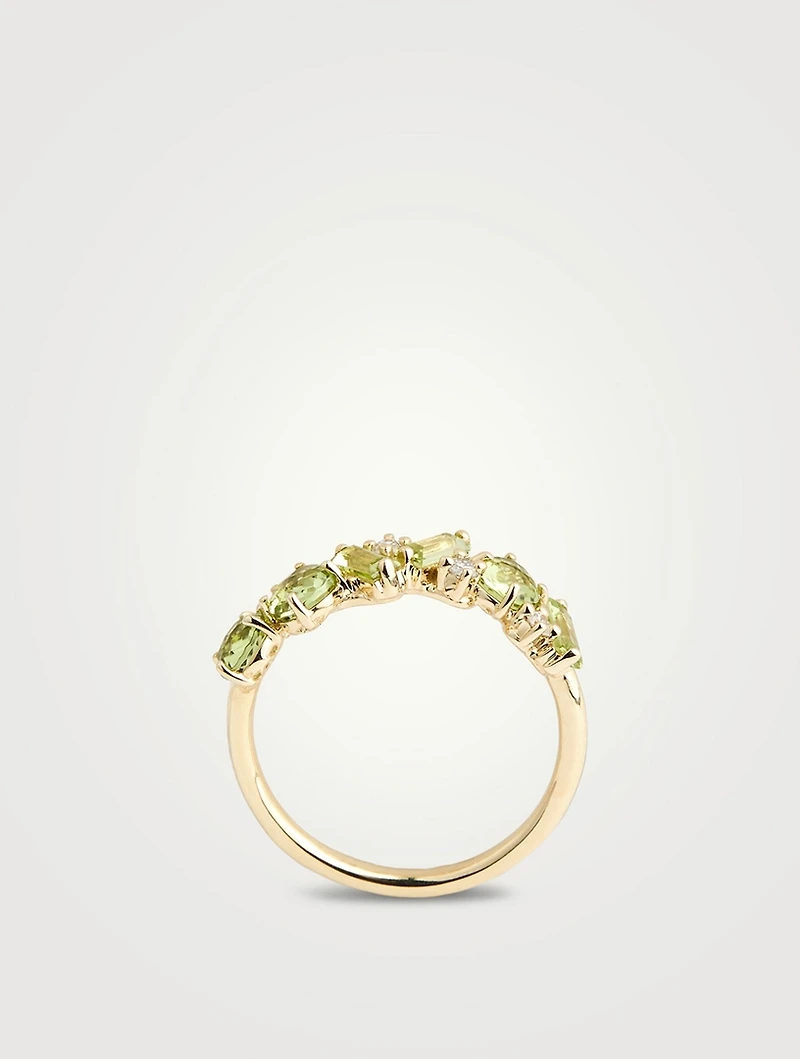 Amalfi 14K Gold Blend Peridot Half Band Ring With Diamonds