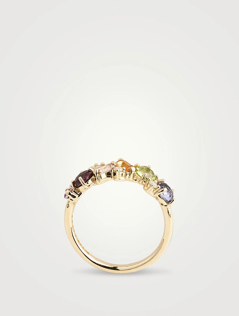 Amalfi 14K Gold Blend Rainbow Half Band Ring With Diamonds