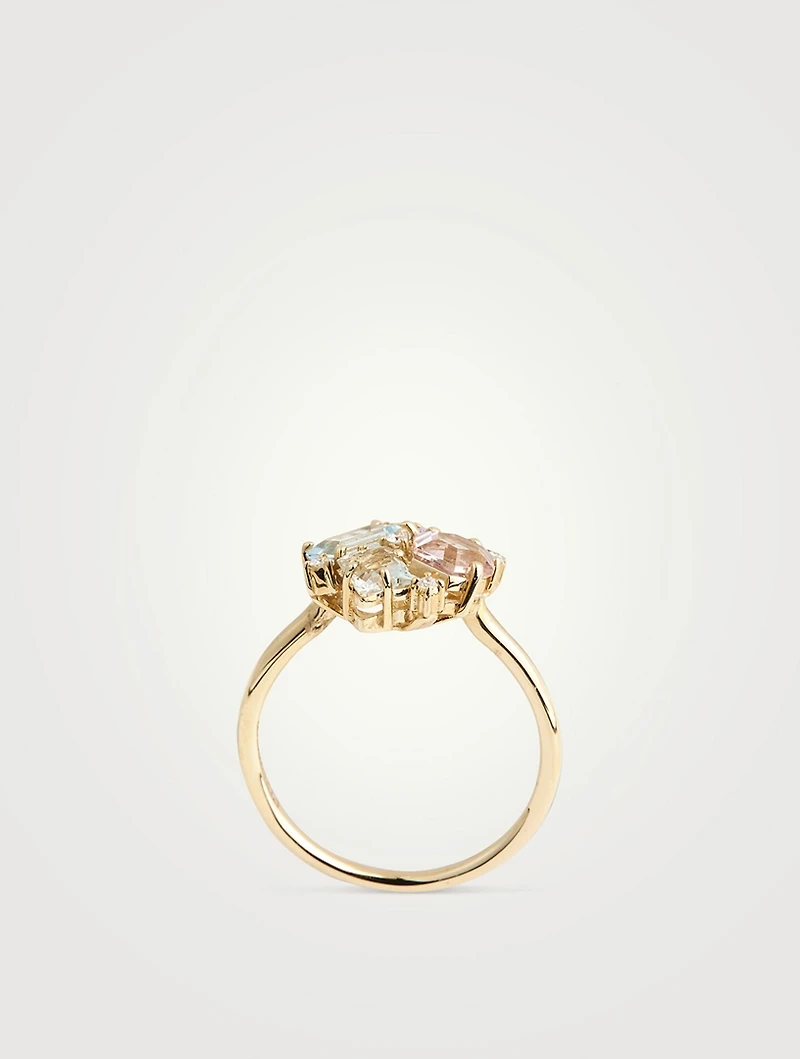 Amalfi 14K Gold Pastel Blossom Ring With Diamonds