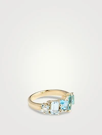 Nadima 14K Gold Light Blue Ombre Glimmer Ring With Diamonds