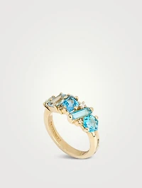 Nadima 14K Gold Light Blue Ombre Glimmer Ring With Diamonds