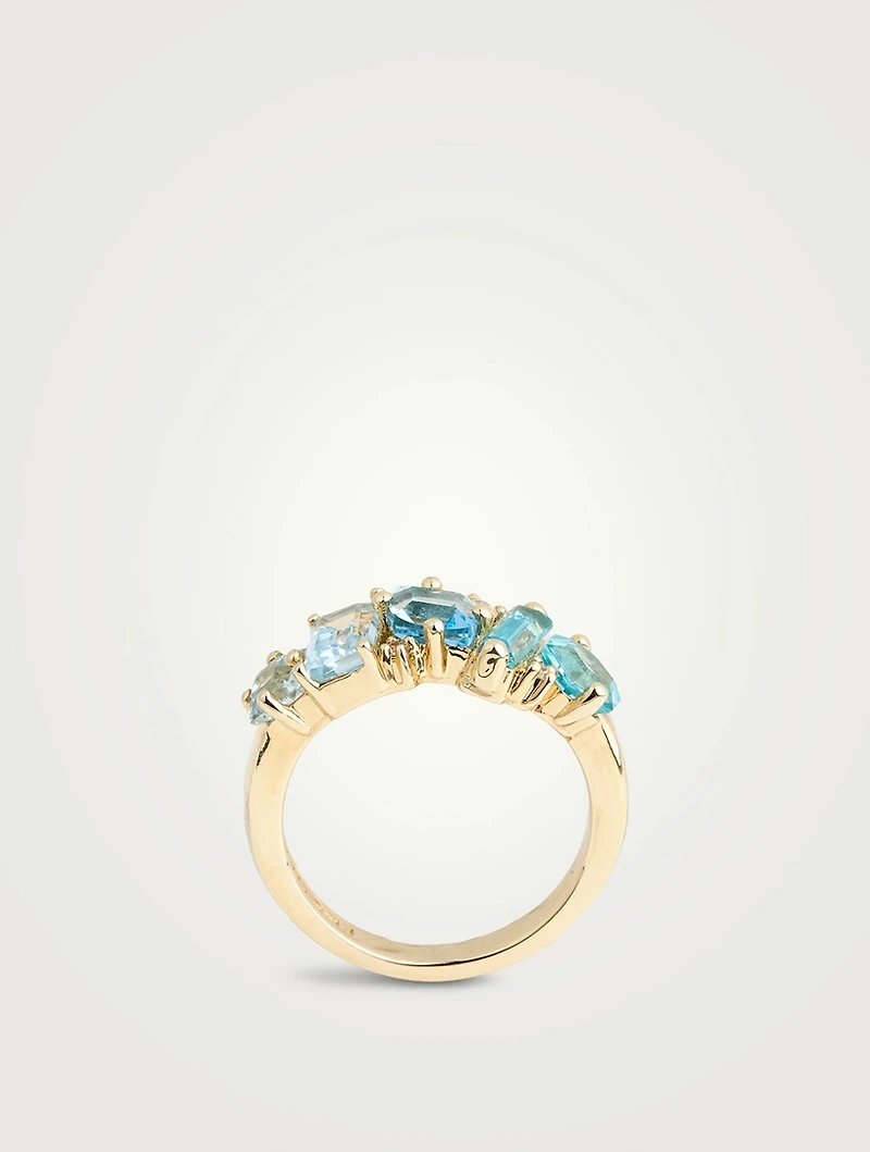 Nadima 14K Gold Light Blue Ombre Glimmer Ring With Diamonds