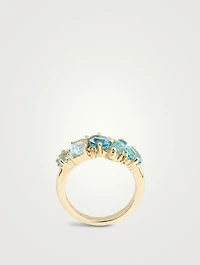 Nadima 14K Gold Light Blue Ombre Glimmer Ring With Diamonds