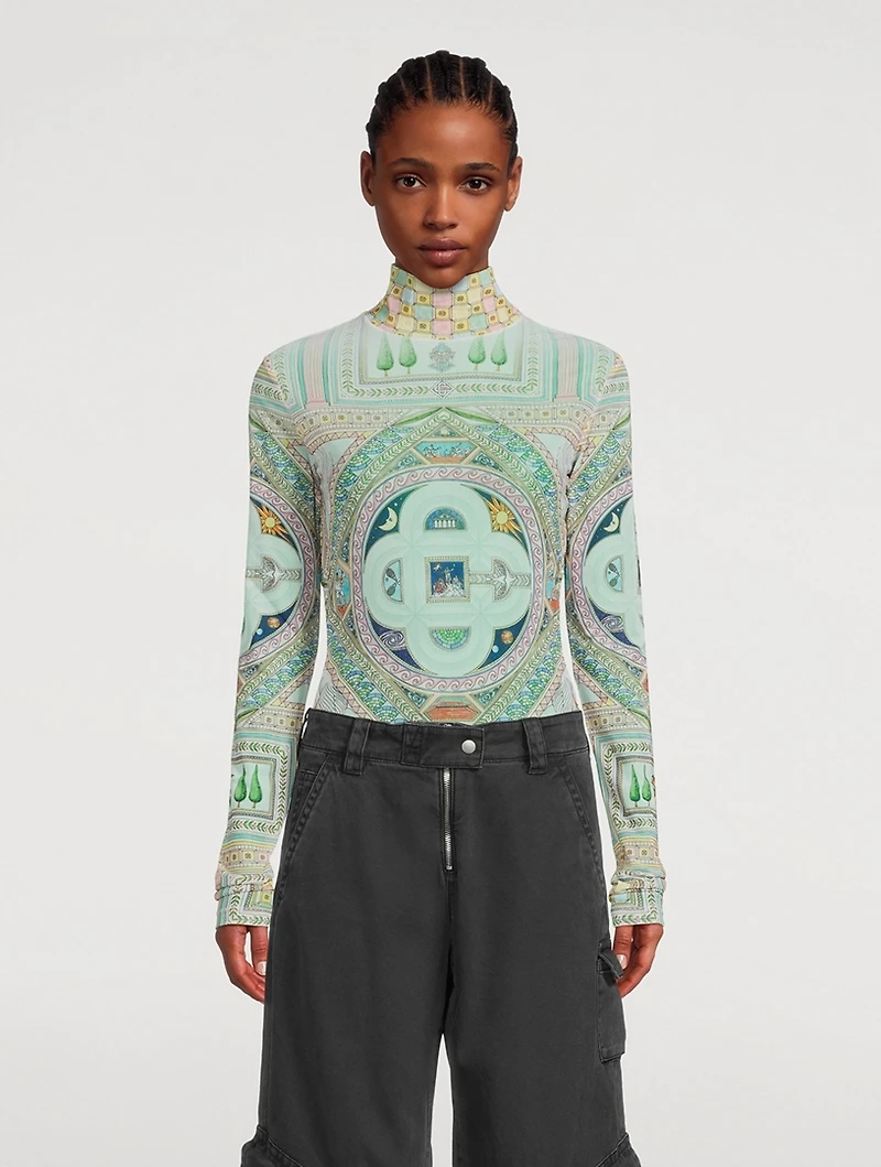 Mesh Turtleneck Le Labyrinthe Print