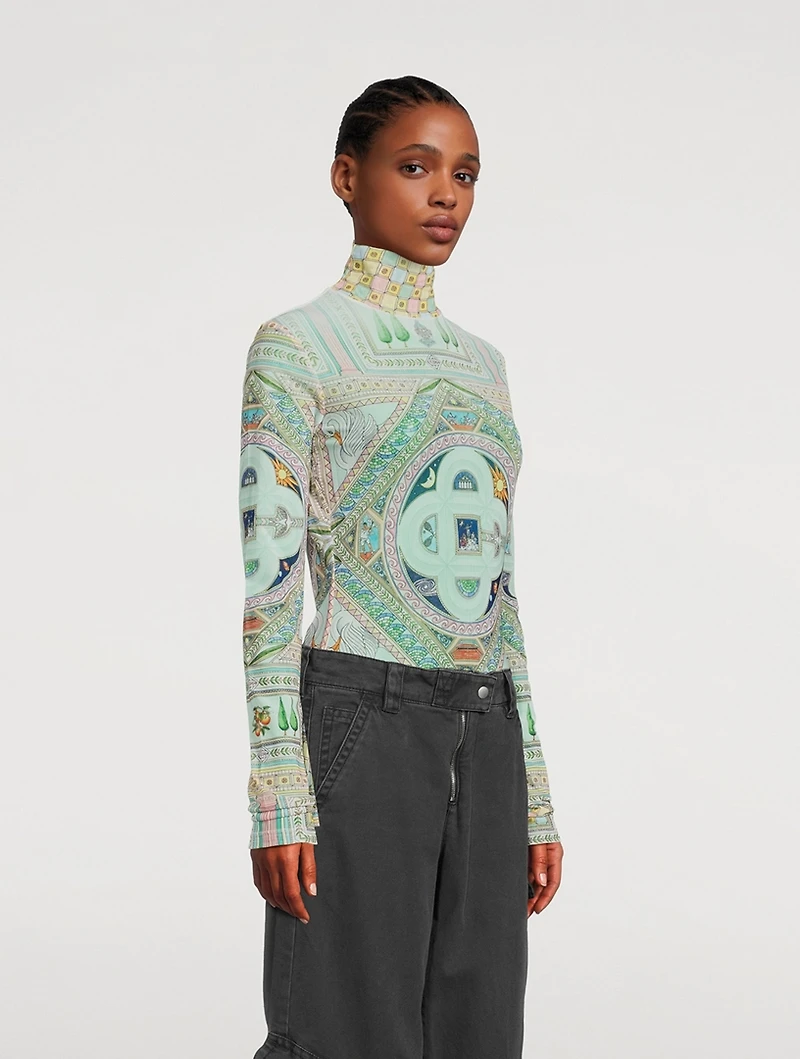 Mesh Turtleneck Le Labyrinthe Print