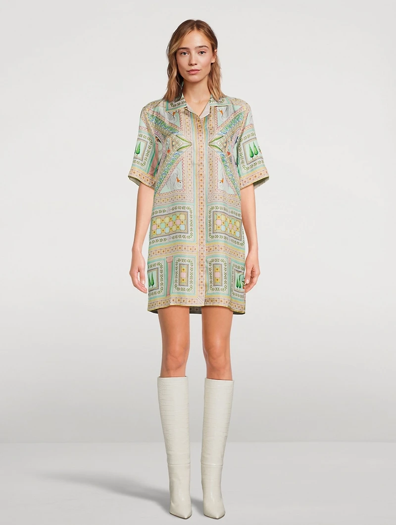 Silk Shirt Dress Le Labyrinthe Print