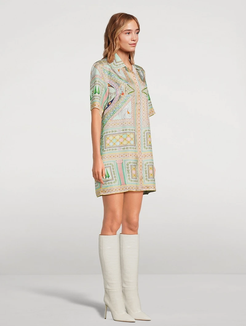 Silk Shirt Dress Le Labyrinthe Print