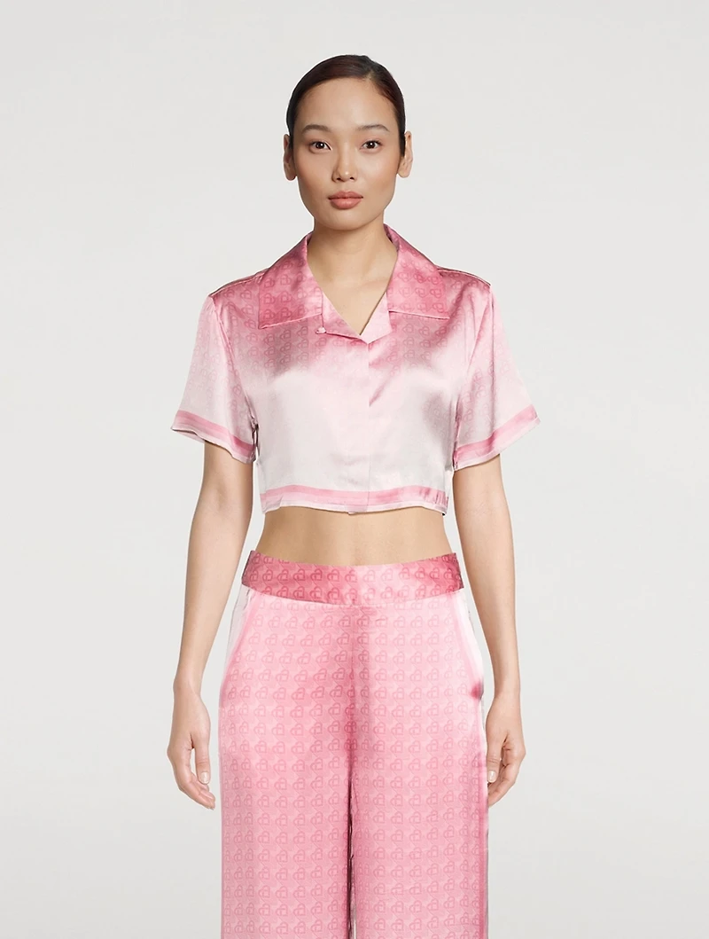 Morning City View Cropped Silk Shirt