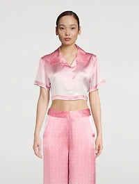 Morning City View Cropped Silk Shirt