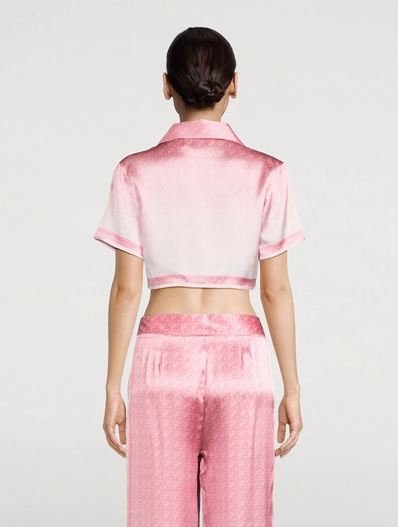 Morning City View Cropped Silk Shirt