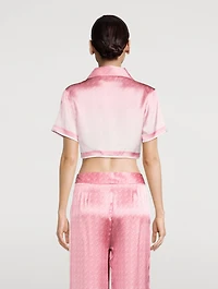 Morning City View Cropped Silk Shirt