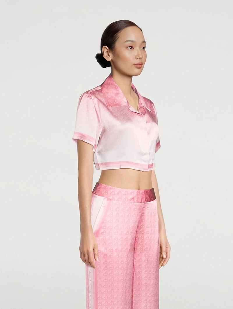 Morning City View Cropped Silk Shirt