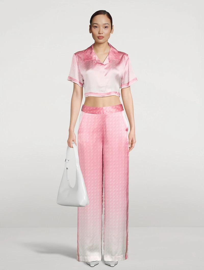 Morning City View Cropped Silk Shirt
