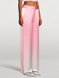 Morning City View Wide-Leg Silk Trousers